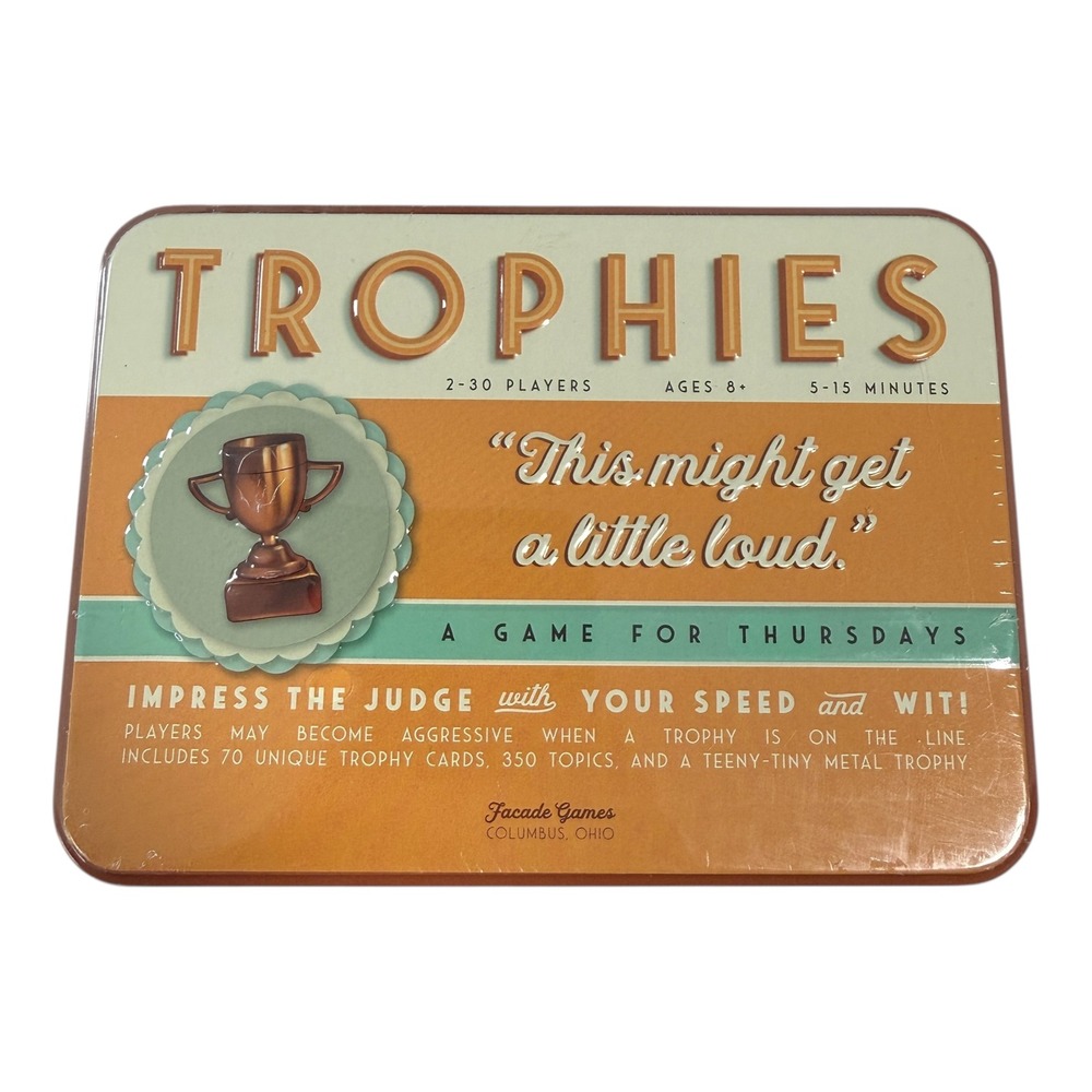Facade Games Trophies Card Game Tin‎ 2 30 Players Ages 8+ New Sealed